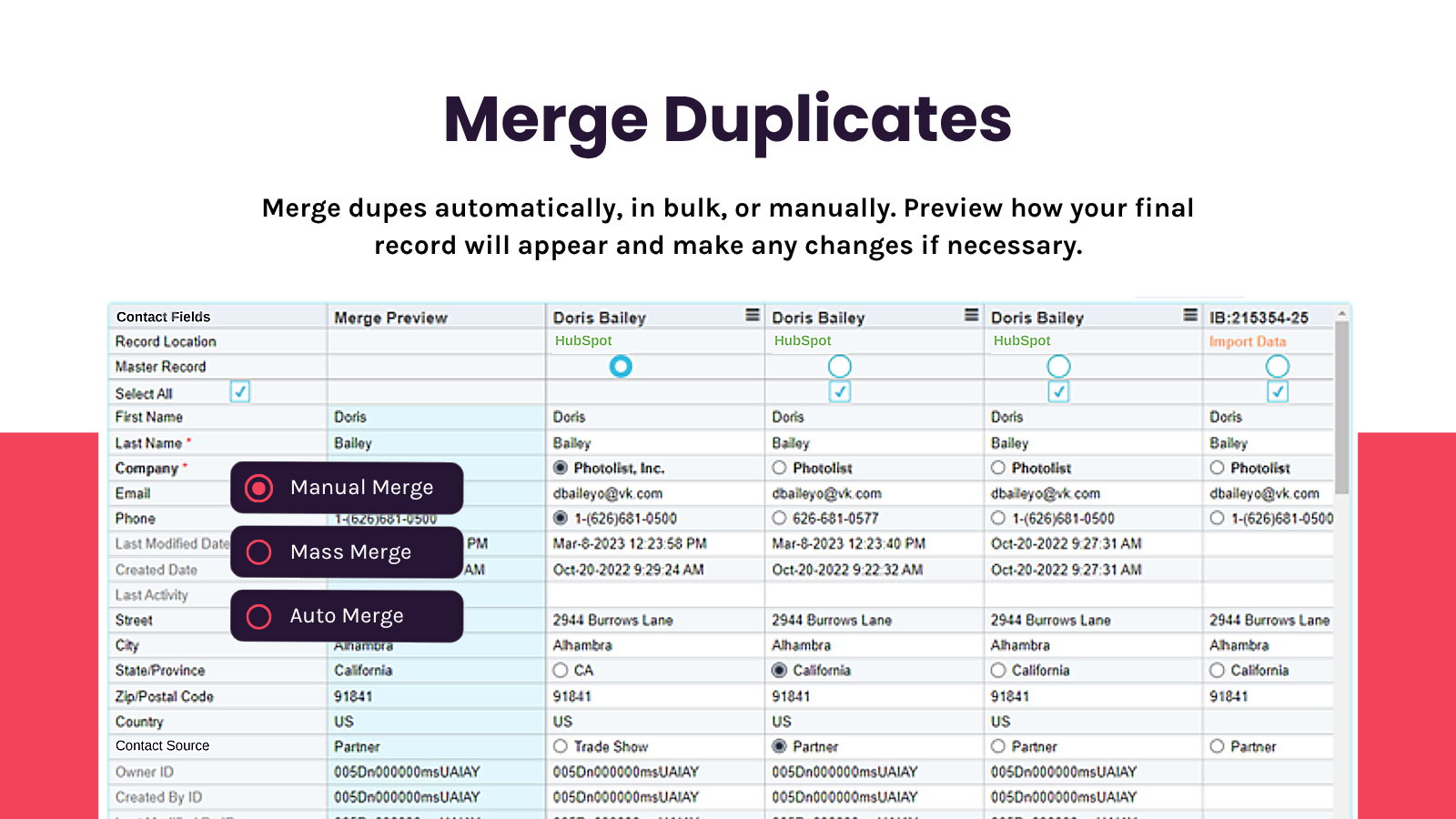 Merge Duplicates Manually or in Bulk