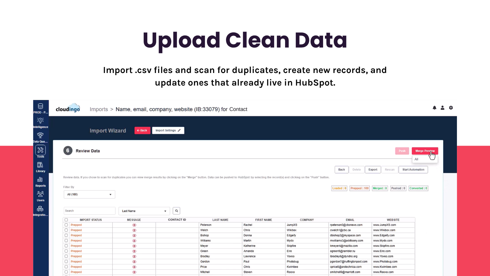 Upload Clean Data
